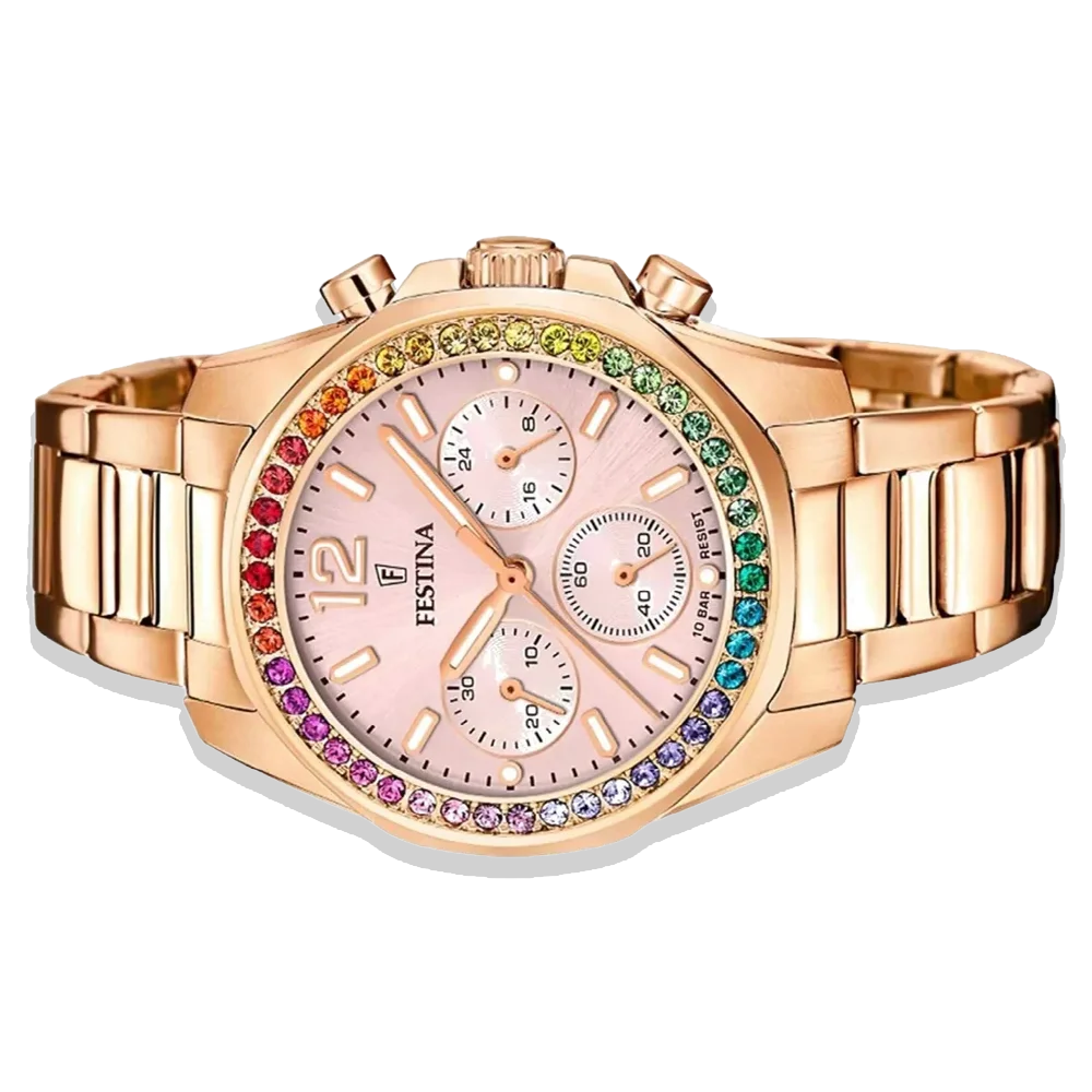 Festina Damen Uhr Rainbow F20639/4 Roségold, Edelstahlarmband