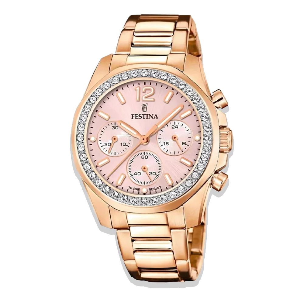 Festina Damen Uhr Rainbow F20639/6 Roségold, Edelstahlarmband