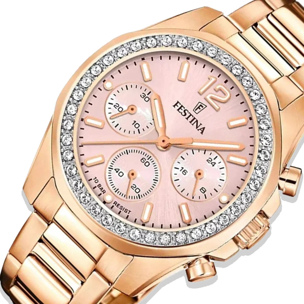 Festina Damen Uhr Rainbow F20639/6 Roségold, Edelstahlarmband