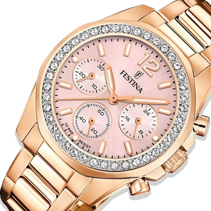 Festina Damen Uhr Rainbow F20639/6 Roségold, Edelstahlarmband