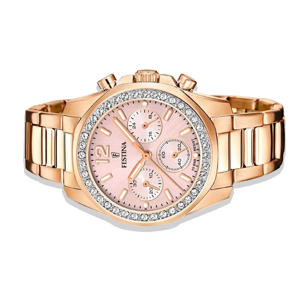 Festina Damen Uhr Rainbow F20639/6 Roségold, Edelstahlarmband