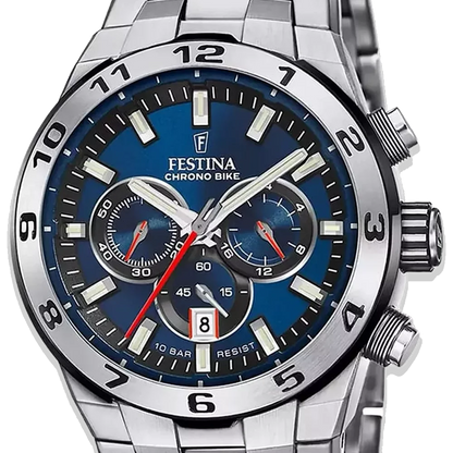 Festina Chrono Bike Blau Herren Uhr mit Edelstahlband F20670/1