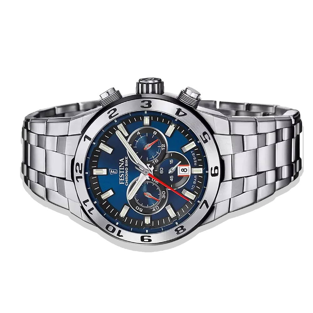 Festina Chrono Bike Blau Herren Uhr mit Edelstahlband F20670/1