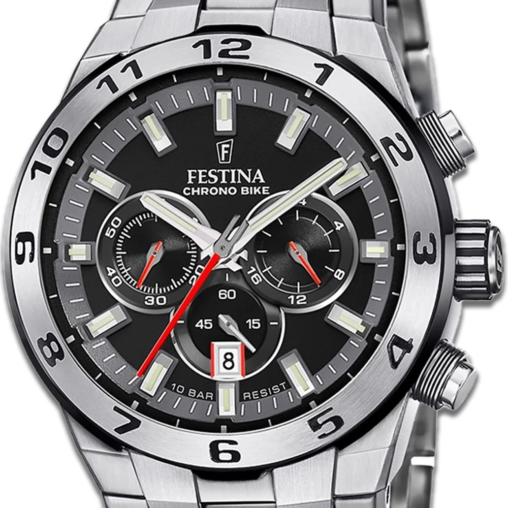 Festina Herren Uhr in Schwarz mit Edelstahlband F20670/6