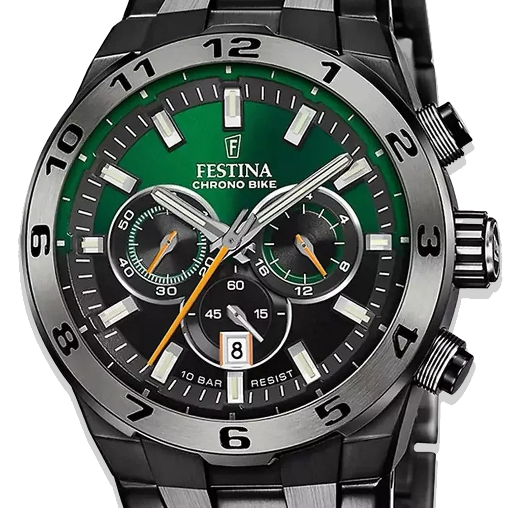 Festina Chrono Bike Grün Herren F20673/2 Uhr mit Edelstahlband