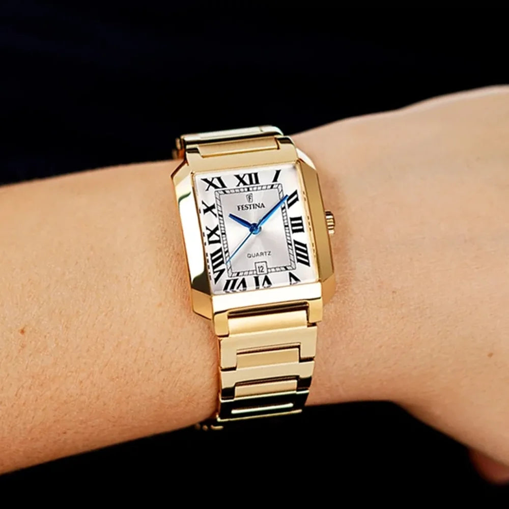 Festina Damen on The Square F20680/1 goldenes Edelstahlarmband