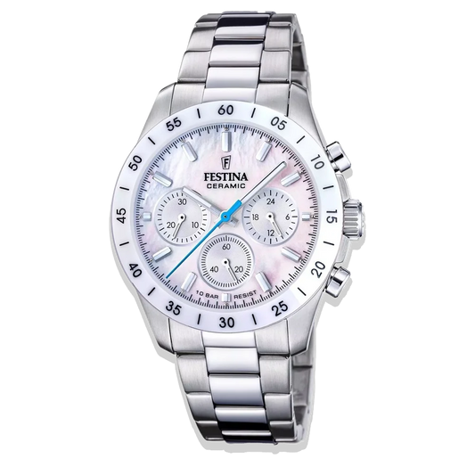 Festina Ceramic Uhr • Unisex F20693/1 • Perlmutt Weiß • Edelstahlarmband