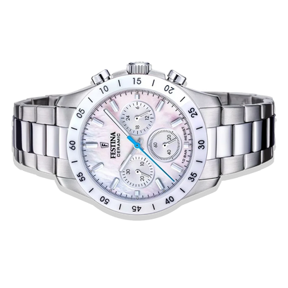 Festina Ceramic Uhr • Unisex F20693/1 • Perlmutt Weiß • Edelstahlarmband