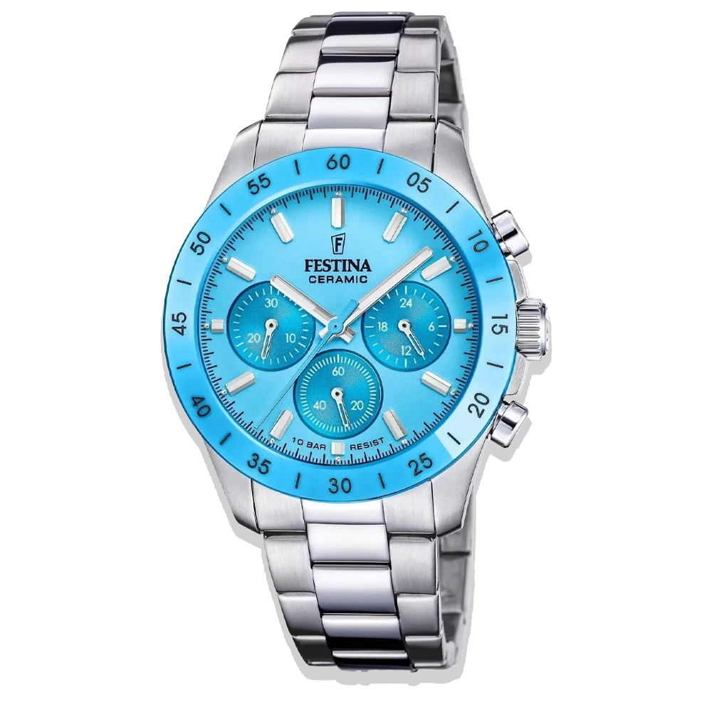 Festina Ceramic Uhr • Unisex F20693/3 • Hellblau • Edelstahlarmband