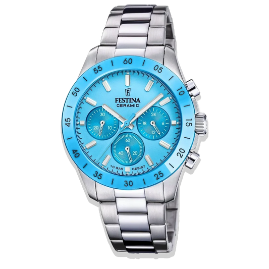 Festina Ceramic Uhr • Unisex F20693/3 • Hellblau • Edelstahlarmband