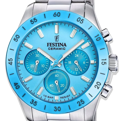 Festina Ceramic Uhr • Unisex F20693/3 • Hellblau • Edelstahlarmband