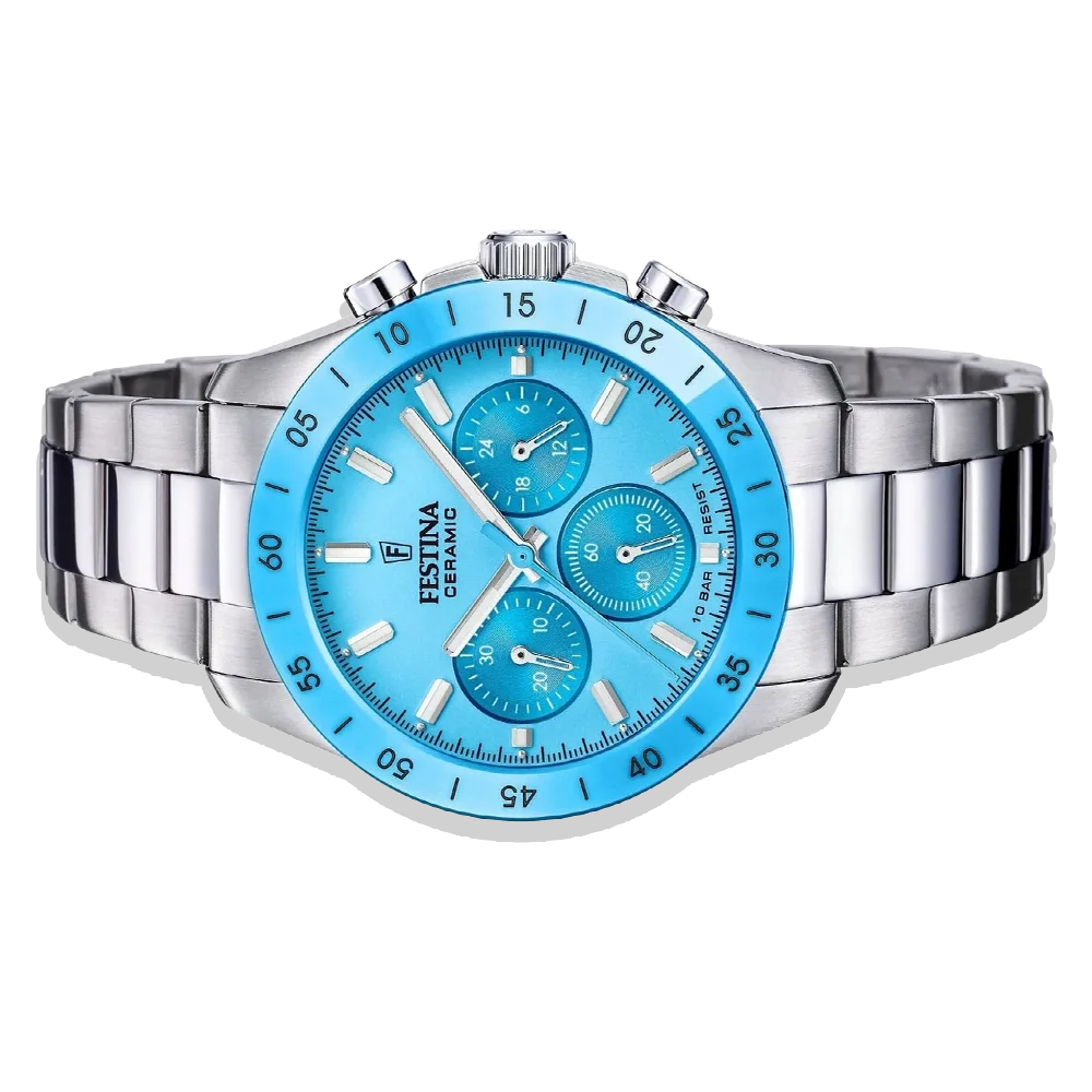 Festina Ceramic Uhr • Unisex F20693/3 • Hellblau • Edelstahlarmband