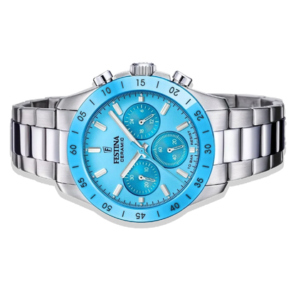 Festina Ceramic Uhr • Unisex F20693/3 • Hellblau • Edelstahlarmband