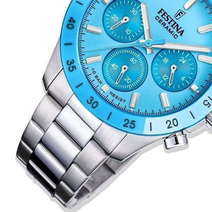 Festina Ceramic Uhr • Unisex F20693/3 • Hellblau • Edelstahlarmband