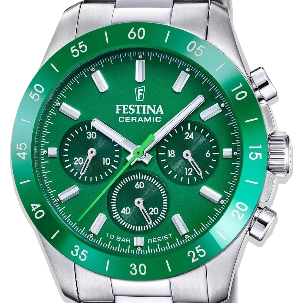 Festina Ceramic Uhr • Unisex F20693/3 • Grün • Edelstahlarmband