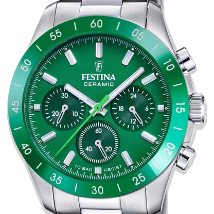 Festina Ceramic Uhr • Unisex F20693/3 • Grün • Edelstahlarmband