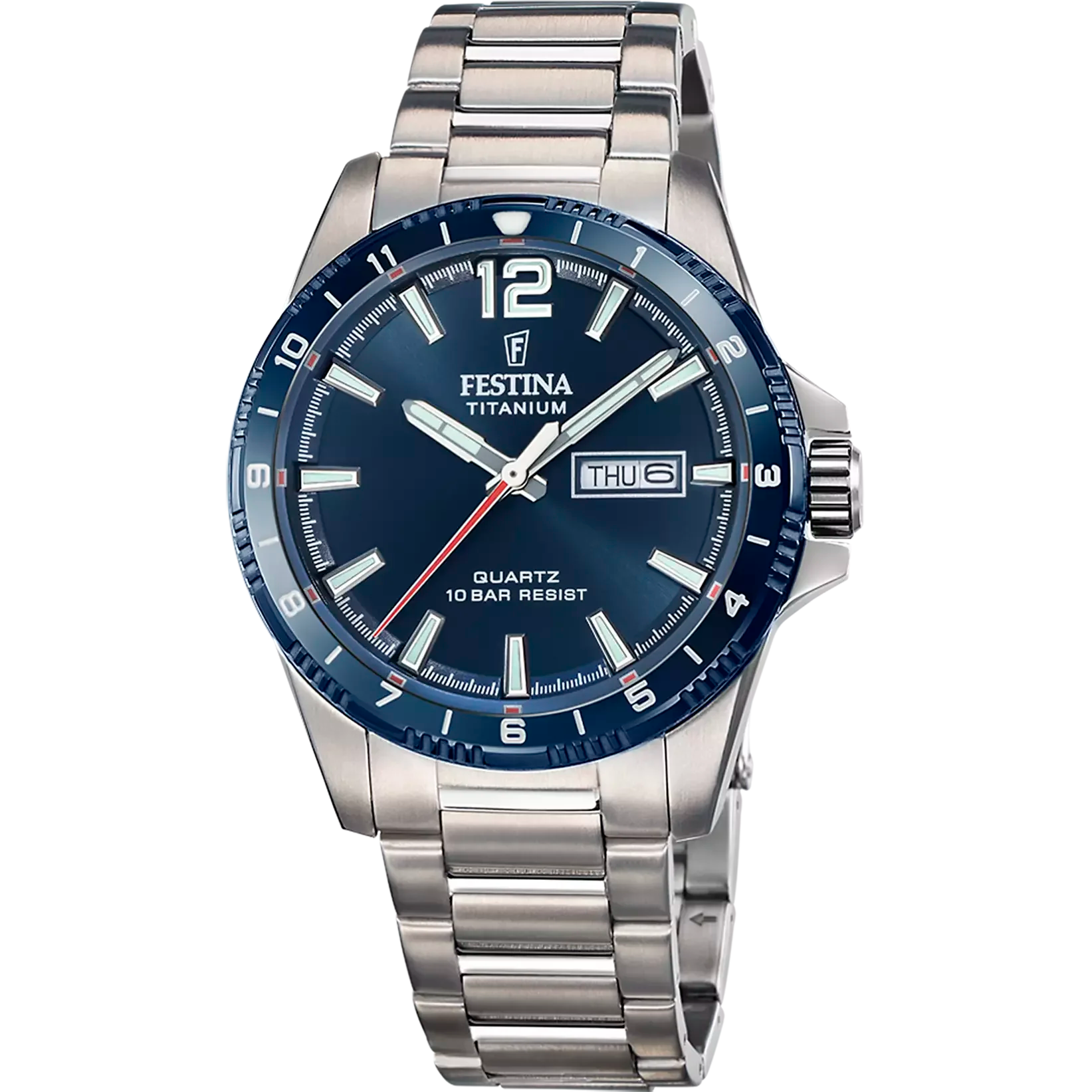 Festina Herrenarmbanduhr F20698/2 Titan blaues Zifferblatt sportlich elegant