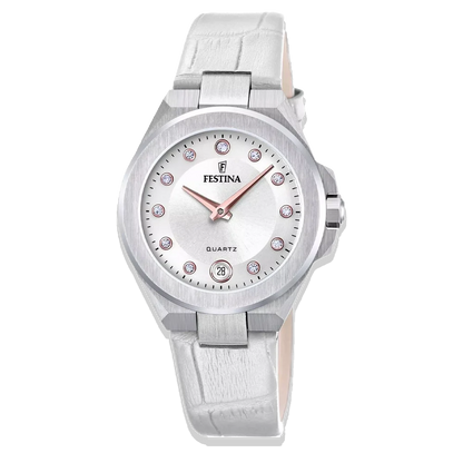 Festina Damen Mademoiselle F20701/1 Silber mit Lederarmband