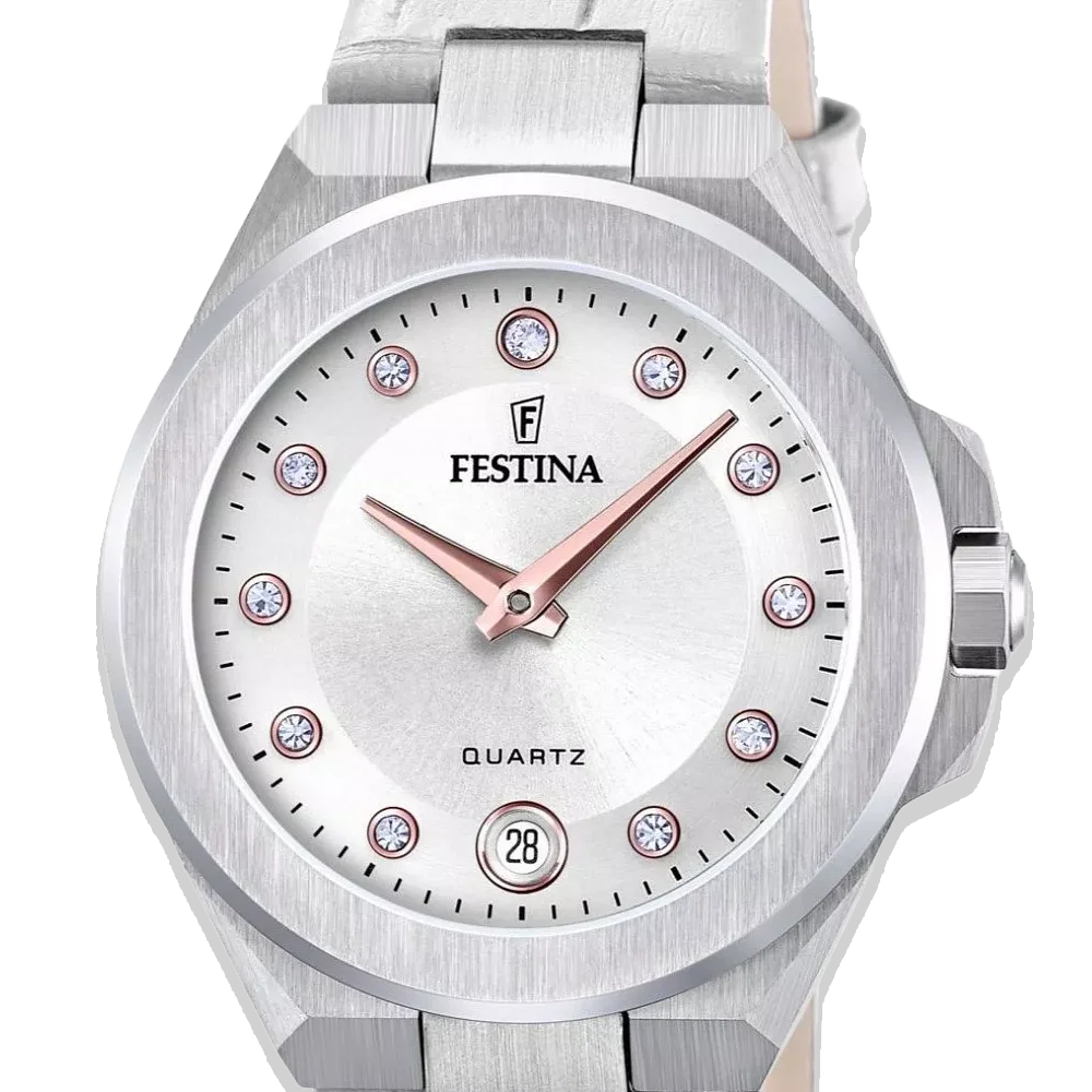 Festina Damen Mademoiselle F20701/1 Silber mit Lederarmband