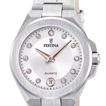 Festina Damen Mademoiselle F20701/1 Silber mit Lederarmband