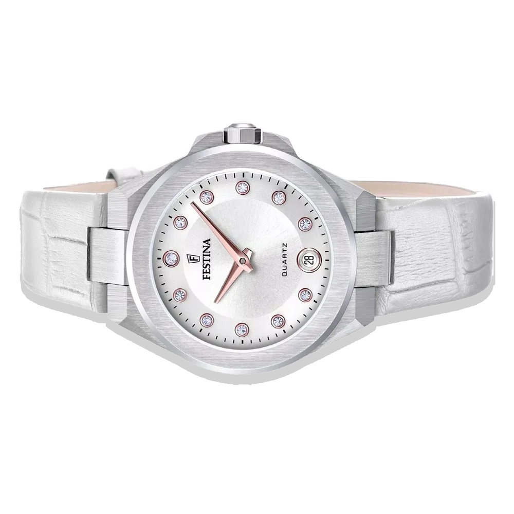 Festina Damen Mademoiselle F20701/1 Silber mit Lederarmband