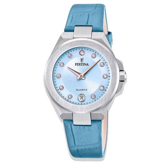 Festina Damen Mademoiselle F20701/3 Hellblau mit Lederarmband