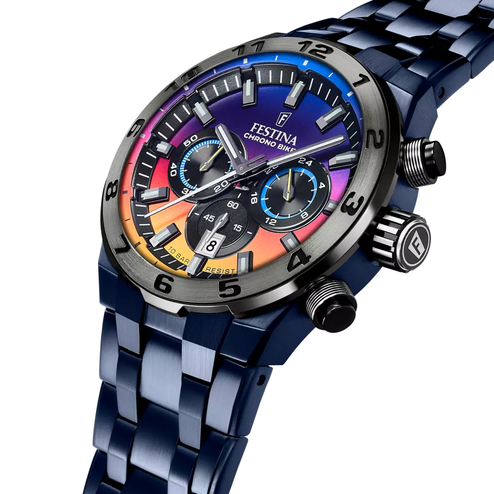 Luxus Herrenuhr Festina Edelstahl blau hochwertig Juwelier Schroll Tirol