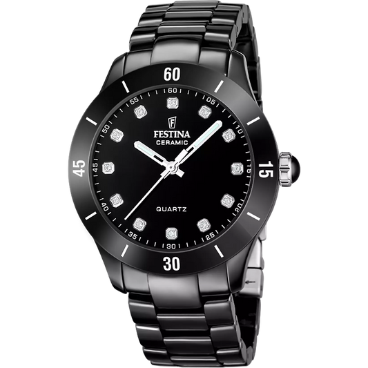 Exklusive Festina Damen Uhr Keramik schwarz Quarzwerk Juwelier Schroll Tirol