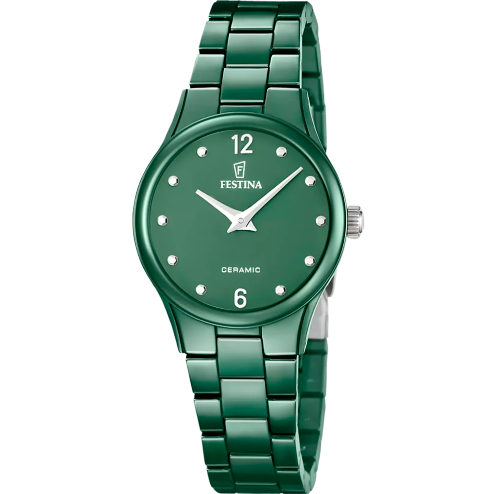 Festina Damenuhr F20751 mit grünem Keramikarmband
