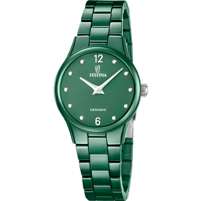 Festina Damenuhr F20751 mit grünem Keramikarmband
