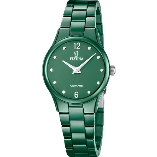 Festina Damenuhr F20751 mit grünem Keramikarmband