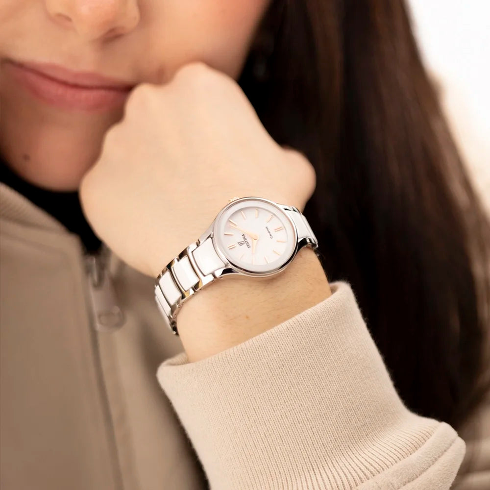 Festina Damenuhr F20752/1 mit Keramikgehäuse und weißem Zifferblatt