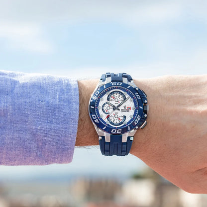 Festina Chrono Bike Herrenuhr mit dunkelblauem Silikonarmband