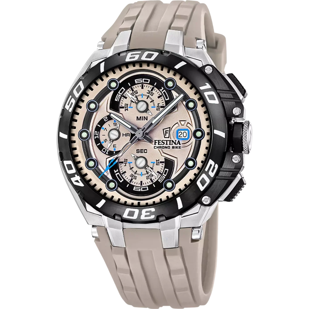 Festina Chrono Bike mit 20 BAR Wasserdichtigkeit und verschraubter Krone