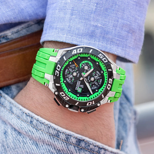 Festina F20755/6 mit grünem Silikonarmband bei Uhrenwerkstatt Schroll in Kitzbühel