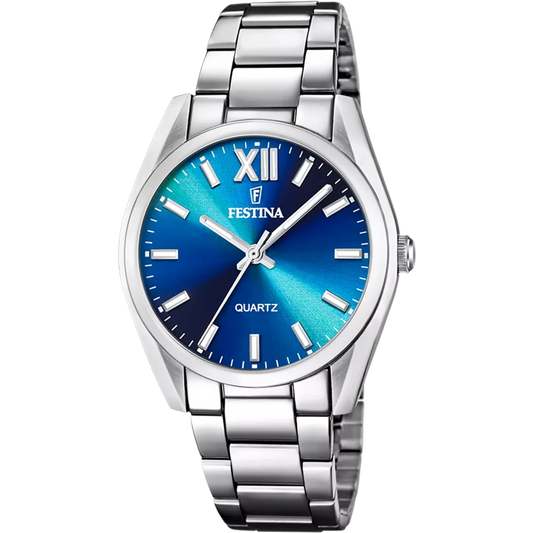 Festina Damenuhr F20622/I mit blauem Zifferblatt und Edelstahlarmband