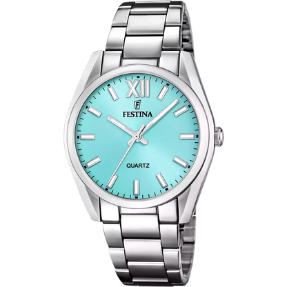 Festina F20622/D mit rundem Edelstahlgehäuse und blauem Zifferblatt