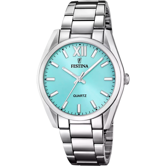 Festina F20622/D mit rundem Edelstahlgehäuse und blauem Zifferblatt