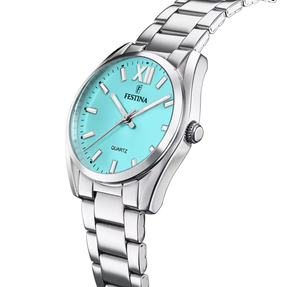Blaue Zifferblattansicht der Festina F20622/D mit drei Zeigern