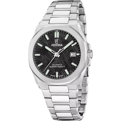 estina Swiss Made Classic Steel F20100/5 mit schwarzem Zifferblatt bei Juwelier Schroll Kitzbühel