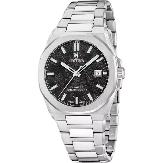 estina Swiss Made Classic Steel F20100/5 mit schwarzem Zifferblatt bei Juwelier Schroll Kitzbühel