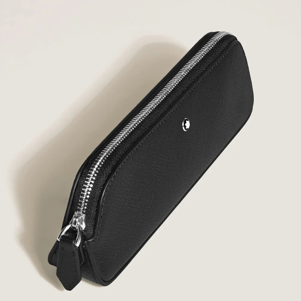 Montblanc Reisetasche mit Reißverschluss aus schwarzem Leder