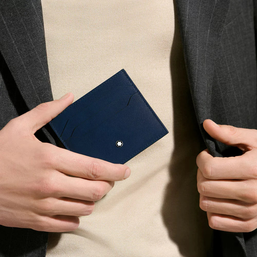 Montblanc Meisterstück Leder Kartenhalter in Tintenblau und Schwarz
