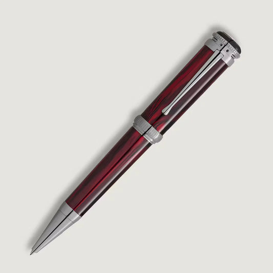 Roter Montblanc Luxus Kugelschreiber aus Edelharz mit Ruthenium Clip