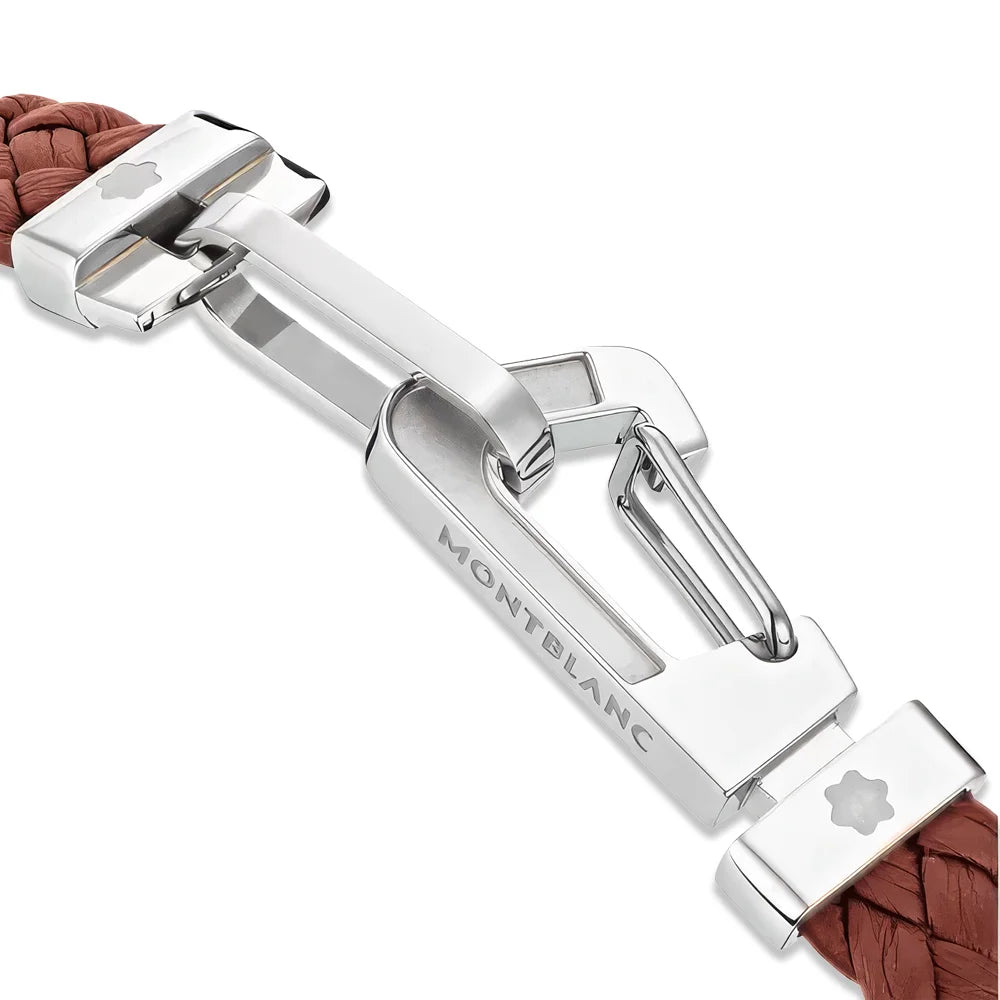 Luxus Herrenarmband braunes Leder Edelstahl Montblanc online kaufen