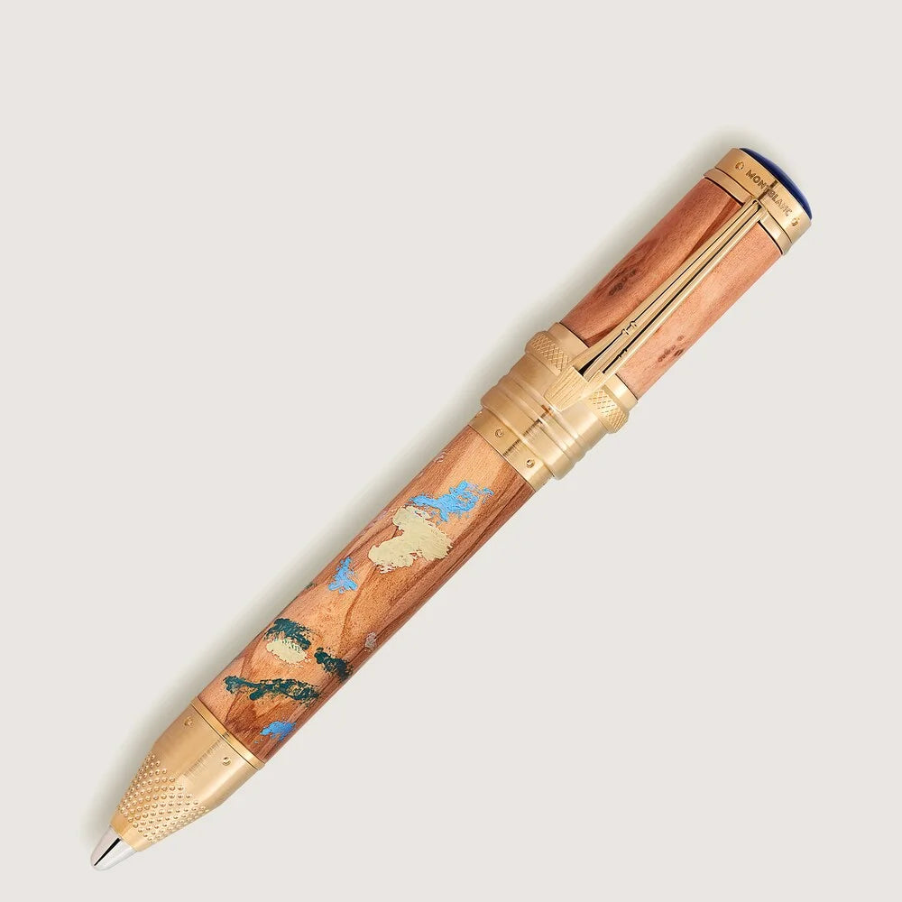 Exklusiver Montblanc Renoir Rollerball Olivenholz vergoldete Pinsel Boutique Tirol Künstler Schreibgerät 