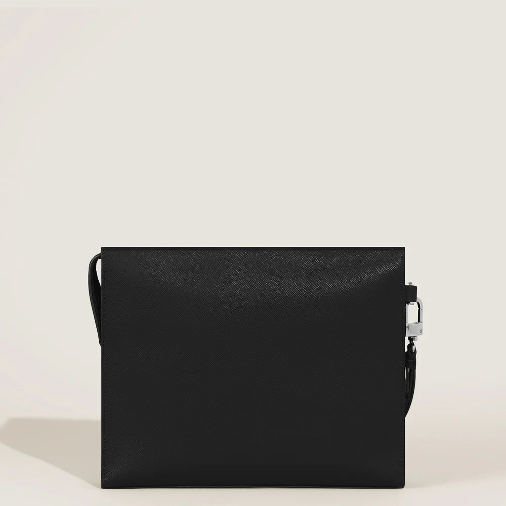 Elegante Montblanc® Sartorial Pochette aus Saffianleder in Schwarz