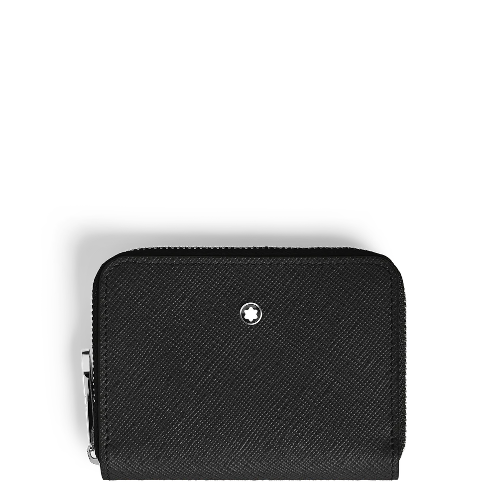Montblanc Mini Brieftasche 2 cc aus schwarzem Sartorial Leder mit Rundum Reißverschluss