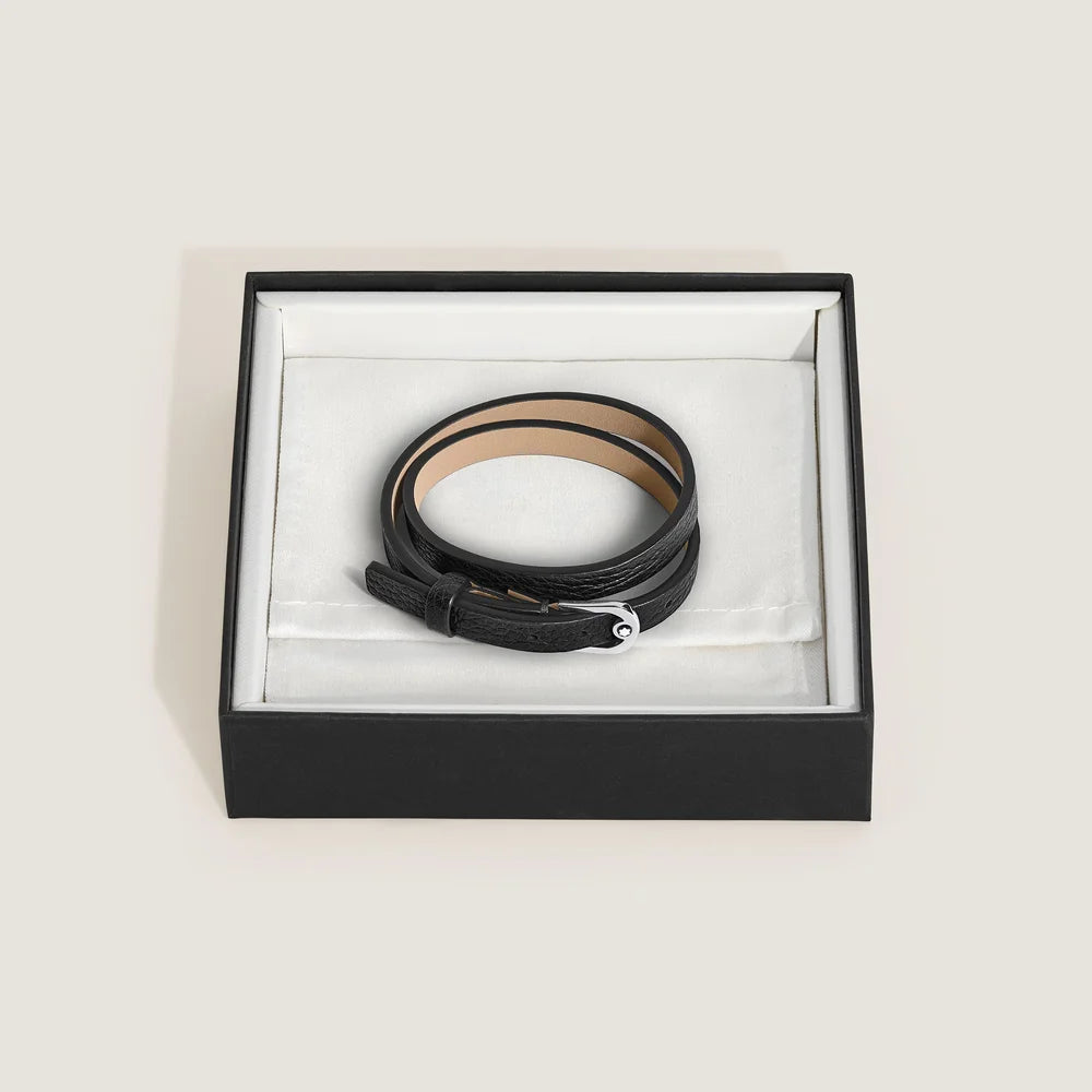 Montblanc Hufeisenarmband mit Emblem und hochwertiger Lederstruktur