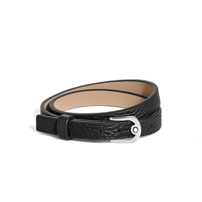 Verstellbares Montblanc Hufeisenarmband aus genarbtem schwarzem Leder